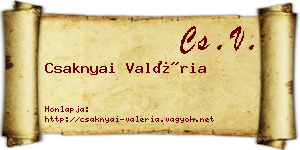 Csaknyai Valéria névjegykártya